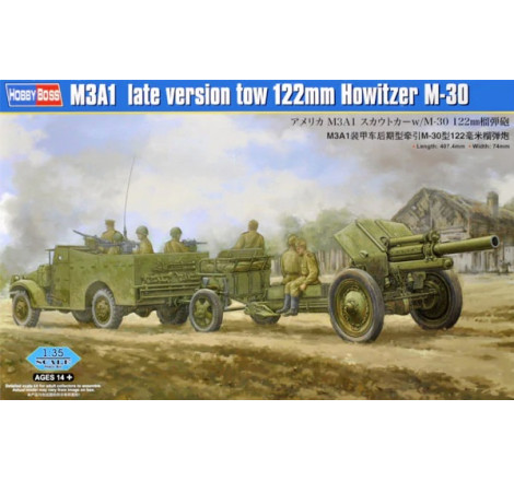 Hobby Boss Maquette M3A1 (late version) Tow 122mm Howitzer M-30 1:35 référence 84537