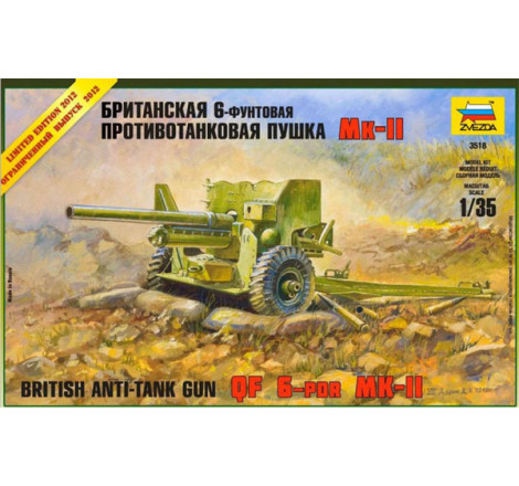 Zvezda Maquette British anti-tank gun QF-6-PDR MK-II 1:35 référence 3518