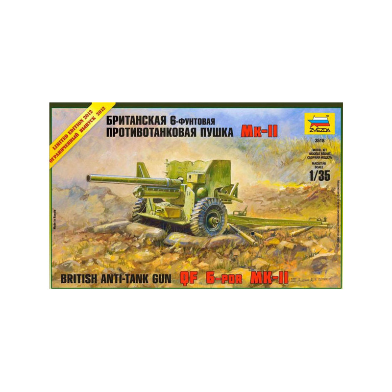 Zvezda Maquette British anti-tank gun QF-6-PDR MK-II 1:35 référence 3518