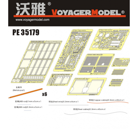 Kit upgrade Voyager Model WW2 German Tigre (late version) 1:35 référence PE35179