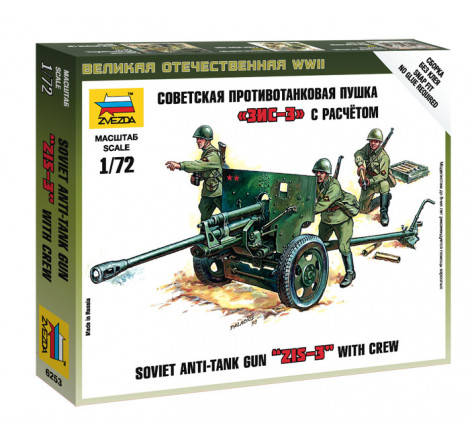 Maquette Zvezda - Soviet Anti-Tank Gun "ZIS-3" + crew 1:72 référence 6253