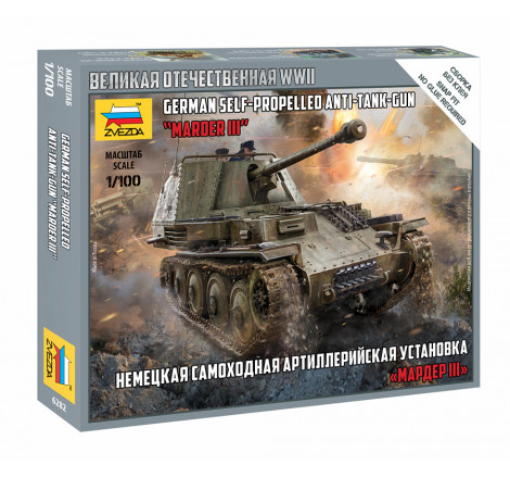 Maquette Zvezda - German Self-Propelled anti-tank-gun Marder III 1:100 référence 6282