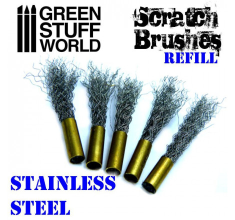 Scratch Brush Set Refill (x5) – Steel Green Stuff World référence 1652