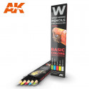 Crayons de vieillissement AK (x5) Basic Colors shading & Demotion set AK10045