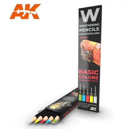 Crayons de vieillissement AK (x5) Basic Colors shading & Demotion set AK10045