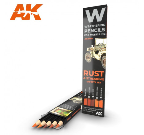 Crayons de vieillissement AK (x5) Rust & Streaking Effects Set AK10041