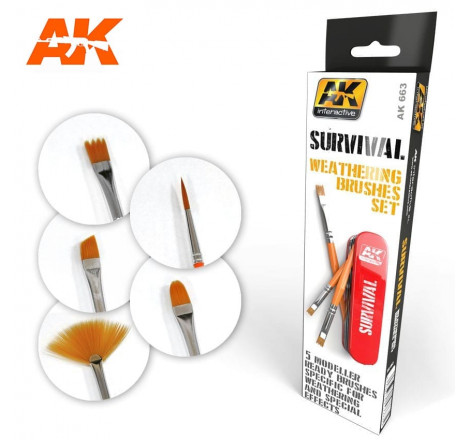 Set pinceaux AK Survival Weathering Brushes set AK663