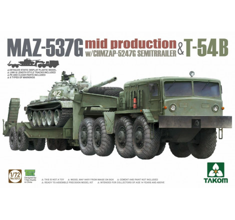 Takom maquette Maz-537G (mid production) + T-54B 1:72 référence 5013