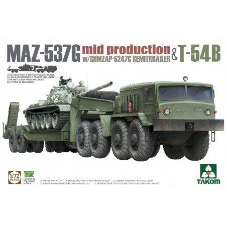 Takom maquette Maz-537G (mid production) + T-54B 1:72 référence 5013