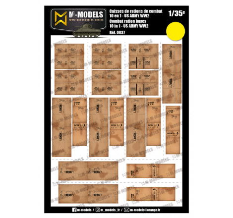M-Models® - Set de caisses US Army (rations, cigarettes, whisky, coca et médicales) 1:35