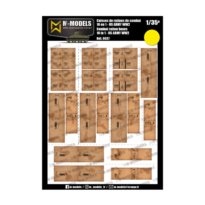 M-Models® - Set de caisses US Army (rations, cigarettes, whisky, coca et médicales) 1:35