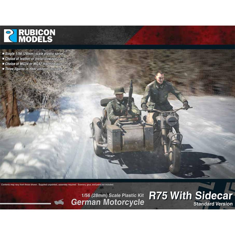 Rubicon Models® - Moto Allemande R75 avec sidecar (version standard) 1:56 (28 mm) référence 280051