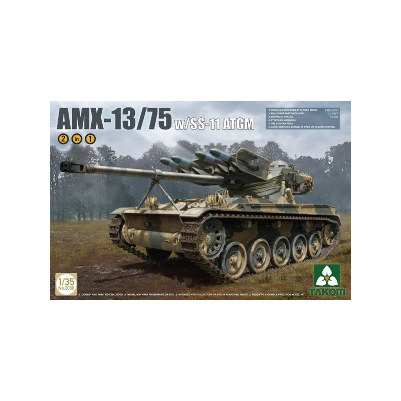 Takom maquette AMX-13/75 + SS-11 ATGM 1:35 référence 2038
