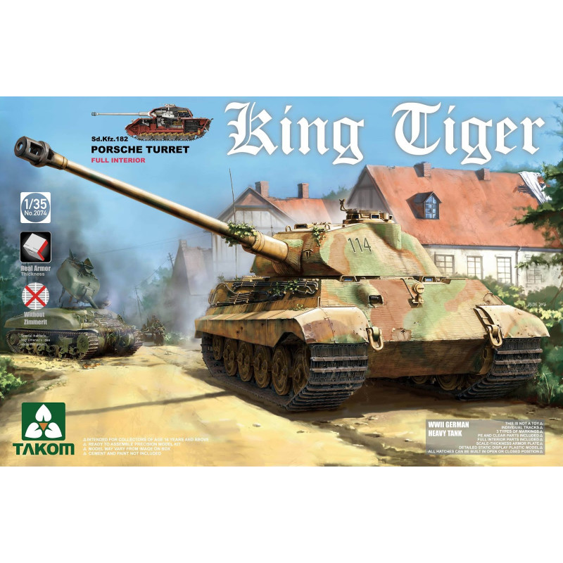 Takom maquette King Tiger "Porsche" + kit intérieur 1:35 référence 2074S