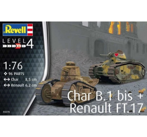 Revell maquette char B.1 bis + Renault FT.17 1:76 référence 03278