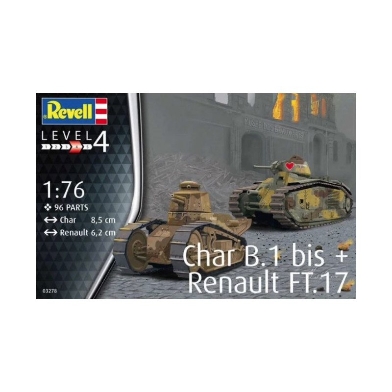 Revell maquette char B.1 bis + Renault FT.17 1:76 référence 03278