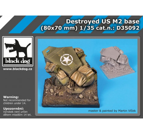 Black Dog® Destroyed US M2 base (WWII) 80x70 mm 1:35 référence D35092