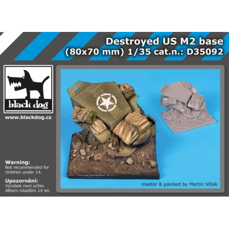 Black Dog® Destroyed US M2 base (WWII) 80x70 mm 1:35 référence D35092