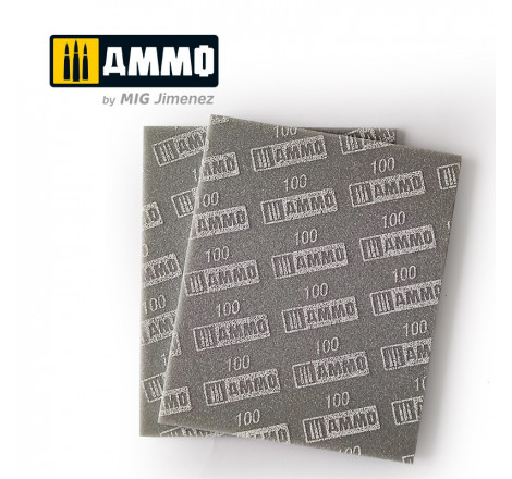 Ammo® Éponge abrasive grain 100 (2pcs) référence A.MIG-8555