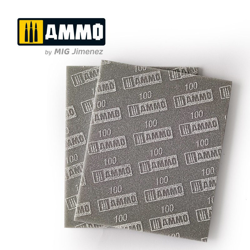 Ammo® Éponge abrasive grain 100 (2pcs) référence A.MIG-8555