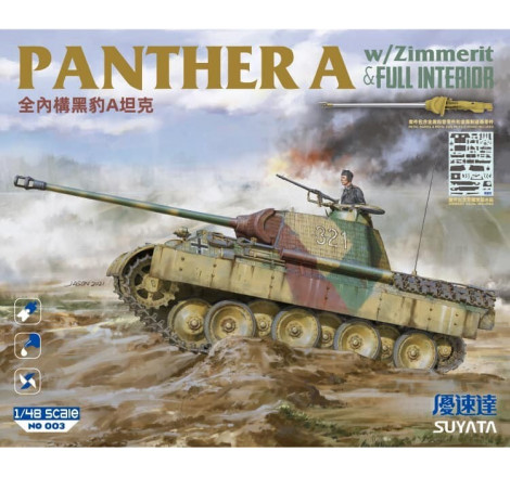 Suyata® Maquette de char Panther Ausf.A Zimmerit + kit intérieur 1:48