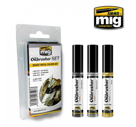 Set oilbrusher bright metal Ammo AMIG7507 Aupetitbunker reims