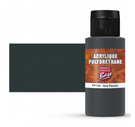 Prince August® Peinture acrylique Polyuréthane Gris Panzer (RAL7021) PP105 60 ml