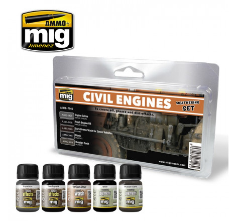 Ammo® Set weathering Civil Engines référence A.MIG-7146