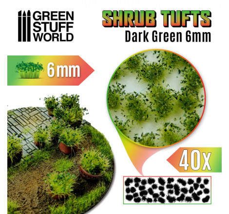 Touffes de buissons vert foncée 6 mm Green Stuff World