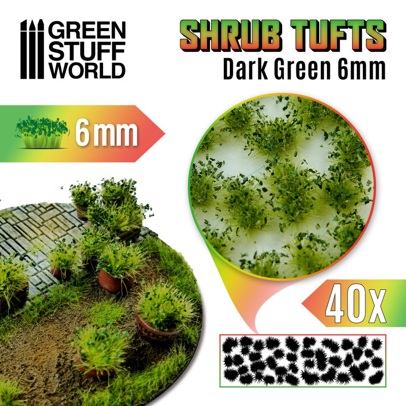 Touffes de buissons vert foncée 6 mm Green Stuff World