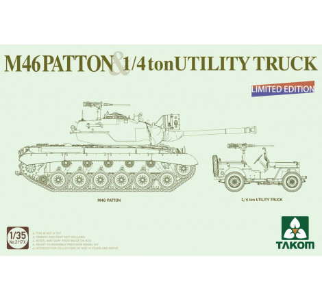 Takom® Maquette M46 Patton + Jeep 1/4ton Utility truck 1:35 (édition limité)