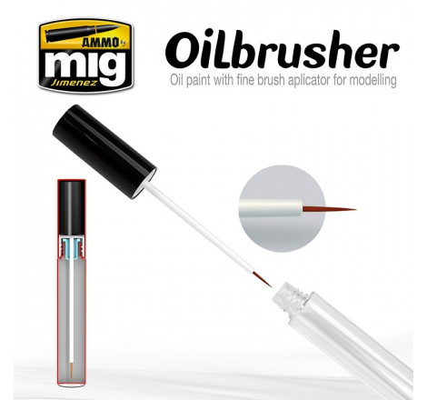 oilbrusher avec pinceau applicateur couleur terre (earth) A.MIG-3514