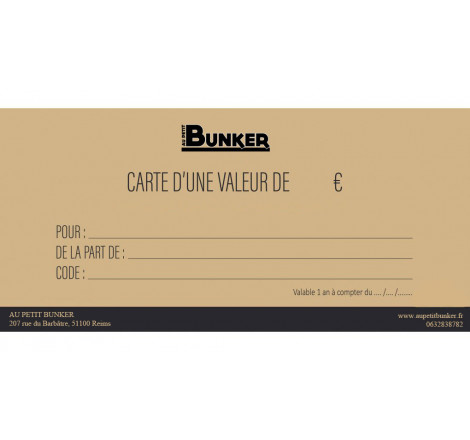 Carte cadeau Au Petit Bunker