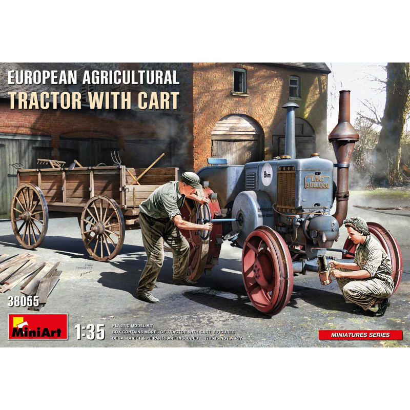 MiniArt® Tracteur agricole européen avec chariot 1:35 référence 38055