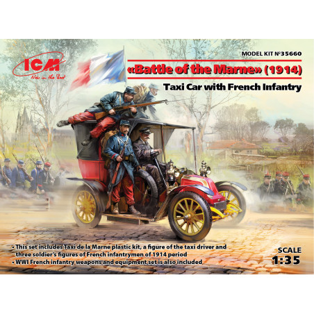 ICM® Maquette militaire Taxi de la marne avec infanterie française 1:35