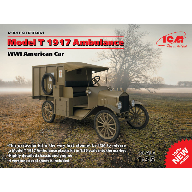 ICM® Maquette militaire ambulance américaine Ford  Model T 1917 1:35 35661