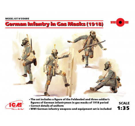 ICM® Infanterie allemande Sturmtruppen avec masques à gaz (1918) 1:35