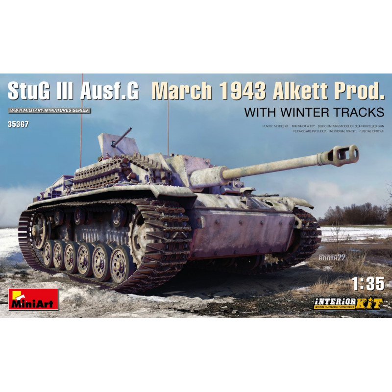 MiniArt® Maquette militaire Stug III Ausf.G (Mars 1943 Alkett production) chenilles Winterketten 1:35 35367