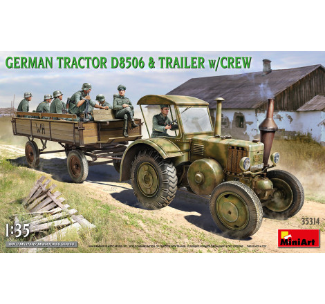 MiniArt® Maquette militaire tracteur allemand D8506 et remorque avec équipage 1:35