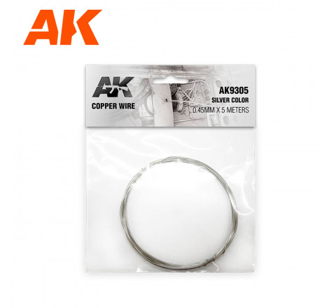 AK® Fil de cuivre 0.45 mm  x5 mètres couleur argent