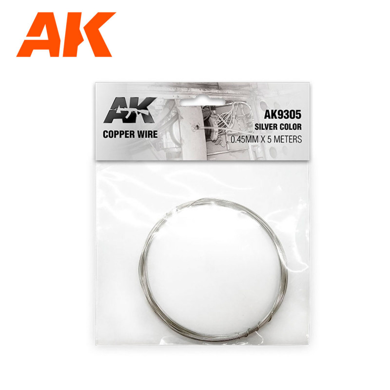 AK® Fil de cuivre 0.45 mm  x5 mètres couleur argent