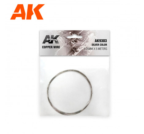 AK® Fil de cuivre 0.25 mm  x5 mètres couleur argent