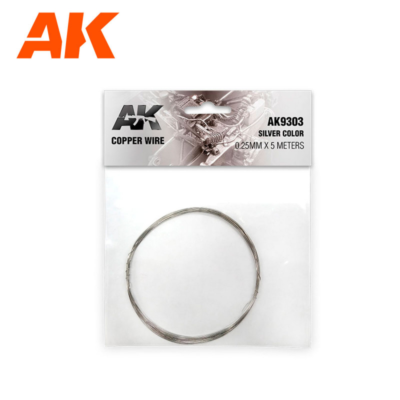 AK® Fil de cuivre 0.25 mm  x5 mètres couleur argent