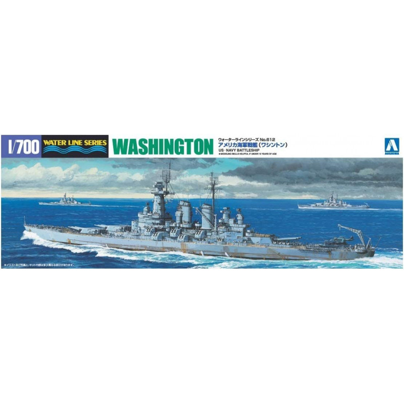 Aoshima® Maquette bateau US Navy Washington cuirassé BB-56 USS 1943 1:700 référence 046012