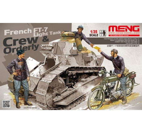 Meng® Équipage de char français FT-17 + motocyclette 1:35 référence HS-005