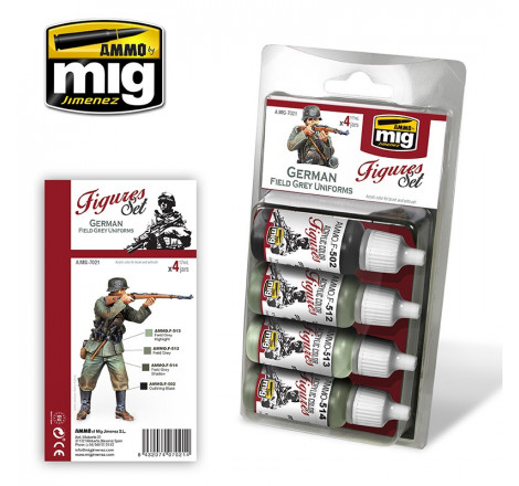 Ammo® set couleur uniformes allemand Field Grey WW2 référence A.MIG-7021