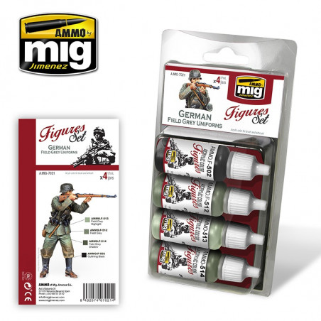 Ammo® set couleur uniformes allemand Field Grey WW2 référence A.MIG-7021