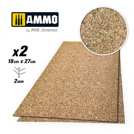 Ammo® Create Cork - Feuille de liège 2 mm (x2) grain moyen référence A.MIG-8839