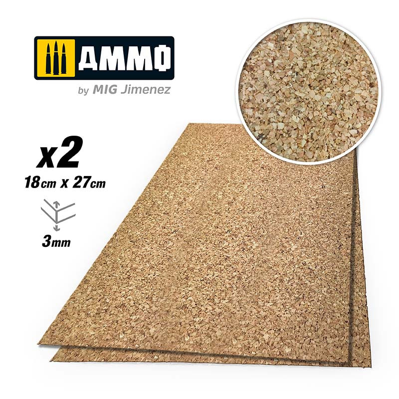 Ammo® Create Cork - Feuille de liège 3 mm (x2) grain moyen référence A.MIG-8840