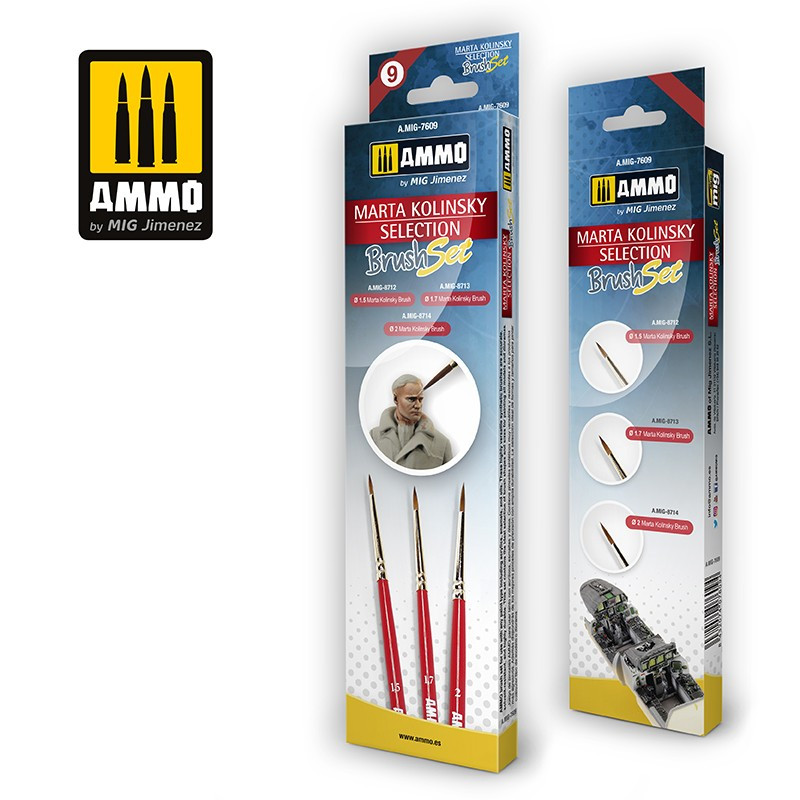 Ammo® Set de pinceaux sélection en poils de martre Kolinsky référence A.MIG-7609